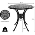 thumbnail image 3 of 30.3" Patio Bistro Table Cast Aluminum Patio Table,Metal Patio Dining Table with Umbrella Hole,All Weather Outdoor Bistro Dining Table for Backyard, Garden, Balcony, Bronze, 3 of 7