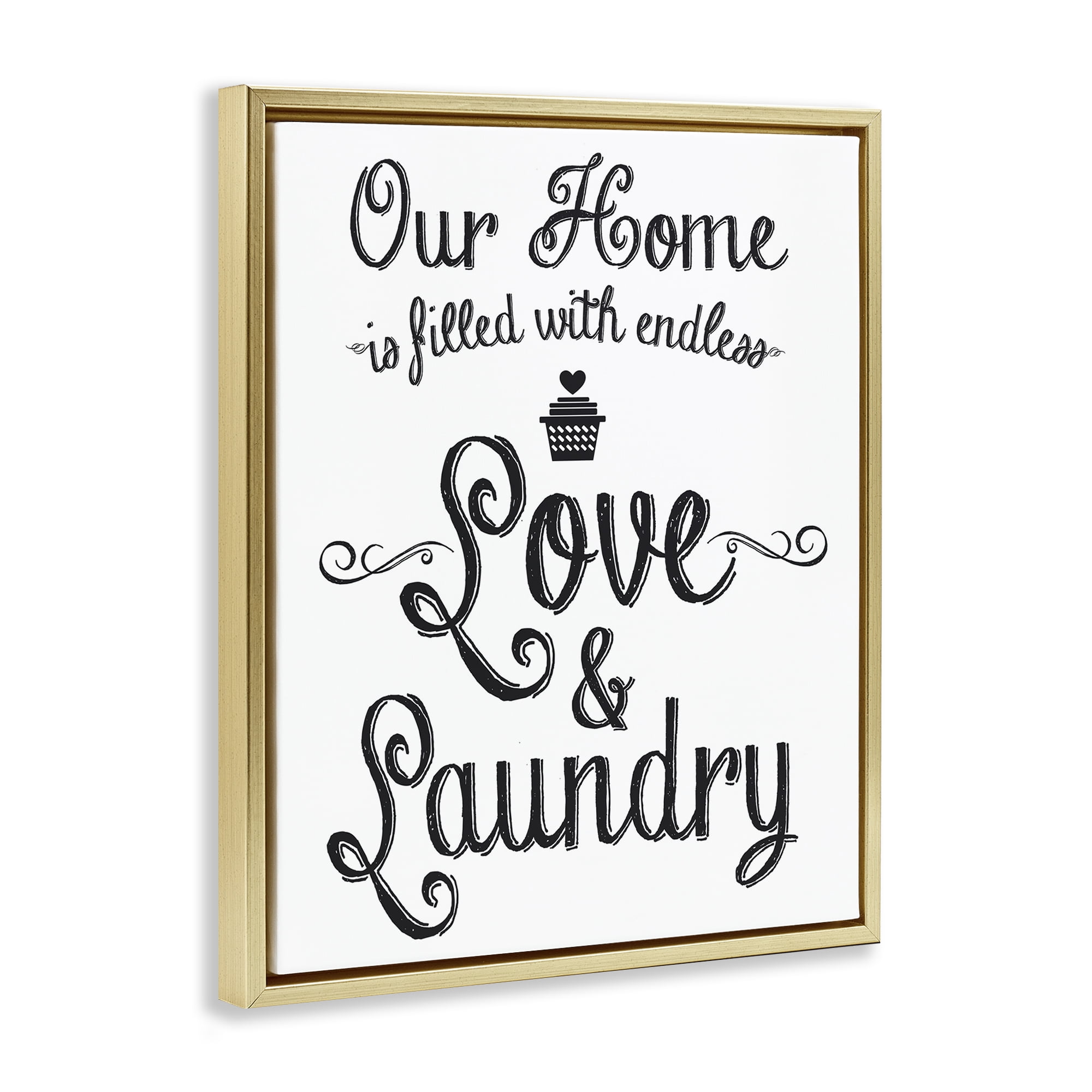 Stupell Industries Endless Love & Laundry Typography Painting Gold Floater Framed Art Print Wall Art, 25 x 31