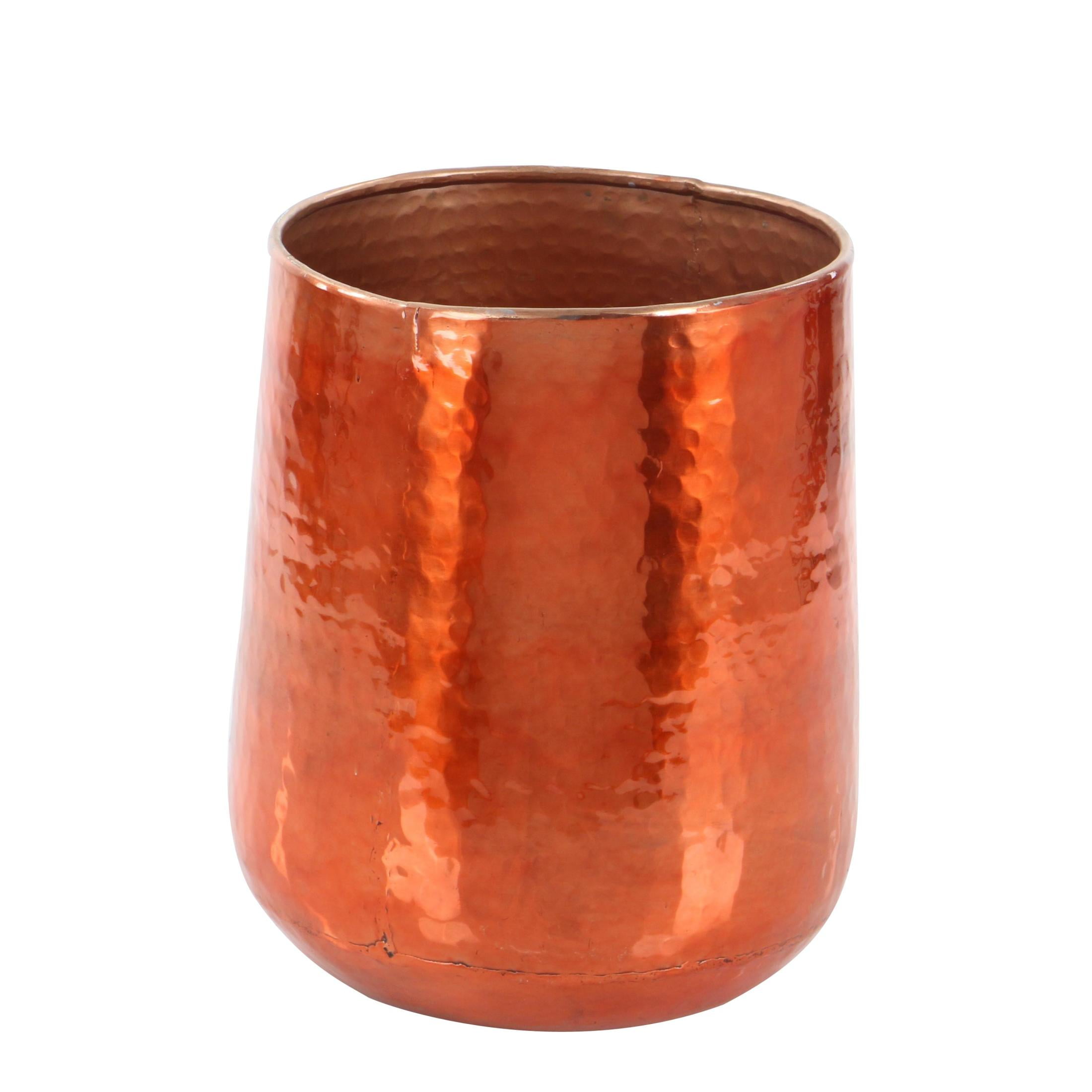 DecMode Copper Aluminum Metal Large Hammered Indoor Outdoor Planter, Set of 3 21", 16", 13"H