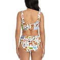 thumbnail image 3 of Kdxio Animal Cartoon Style Print Women's 2 Piece High Waisted Wrap Spaghetti Strap Summer Swimsuit Bikini Set-Small, 3 of 7