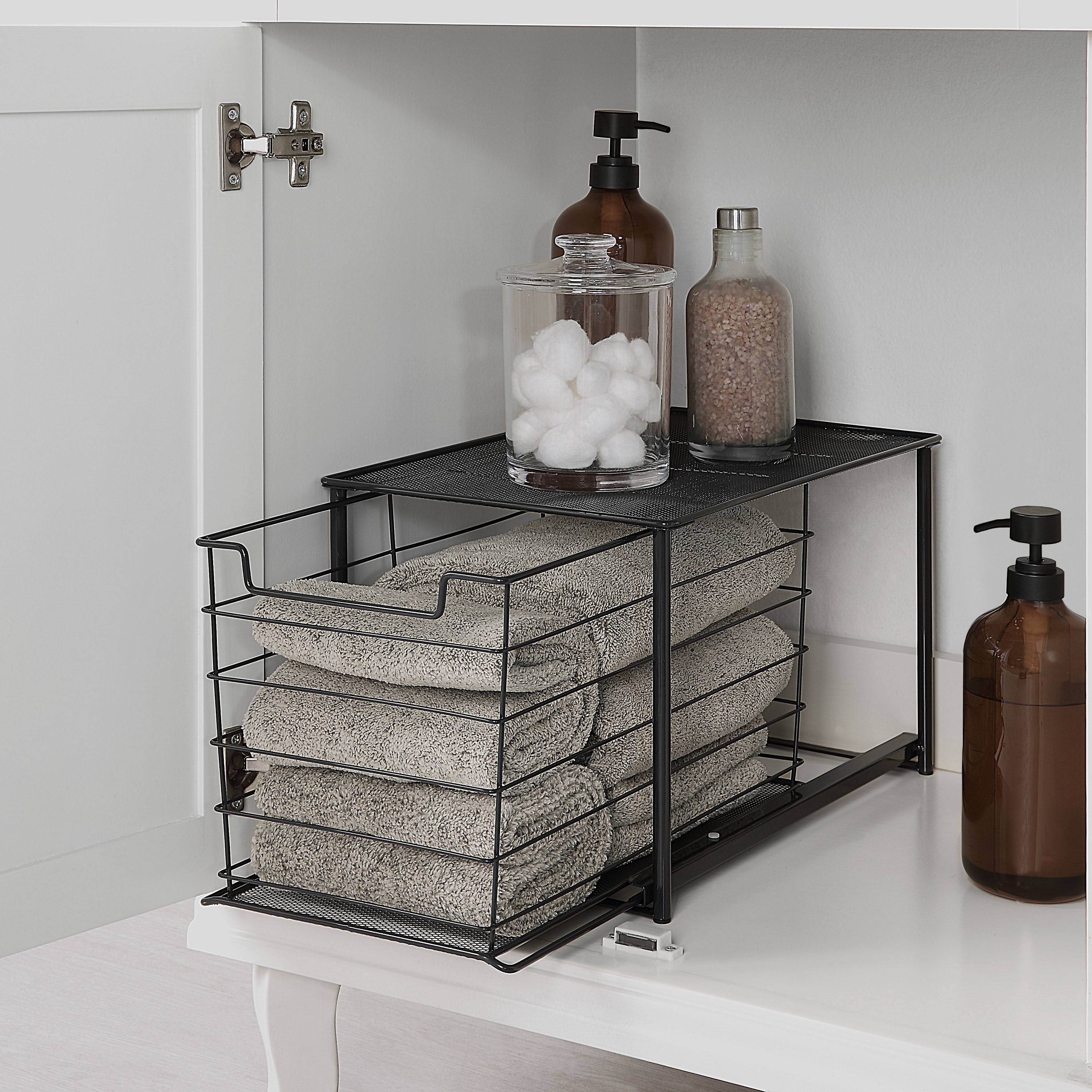 (2 pack) Mainstays Large Stackable Pull-Out Drawer Organizer, Black