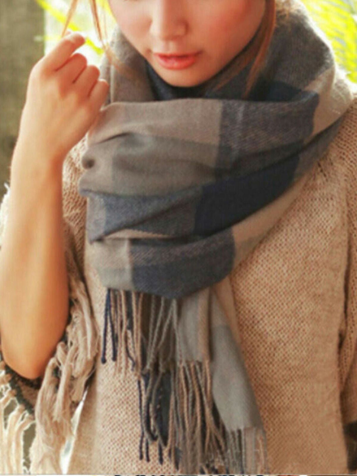 Cashmere Wrap Scarf Ladies Warm Pashmina Hand Knitted Blanket Travel Shawl 
