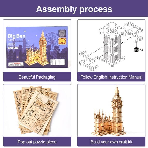 Rolife Big Ben With Lights TG507 Architecture 3D Wooden