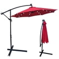 thumbnail image 2 of Solar Powered Outdoor Umbrella, 10 ft Patio Offset Hanging Umbrella with 24 Solar Powered LED Lights, Crank & Cross Base, Outdoor Patio Umbrella for Backyard Poolside Lawn Garden, Red, D087, 2 of 9