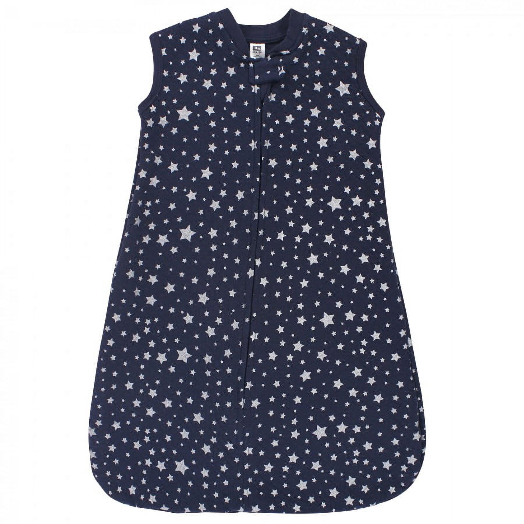Hudson Baby Infant Premium Quilted Sleeveless Sleeping Bag and Wearable Blanket, Metallic Stars, 12-18 Months