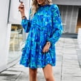 thumbnail image 4 of Vestido de manga larga para mujer vestido fruncido con cordones y retazos elegante traje de vacaciones, 4 of 8