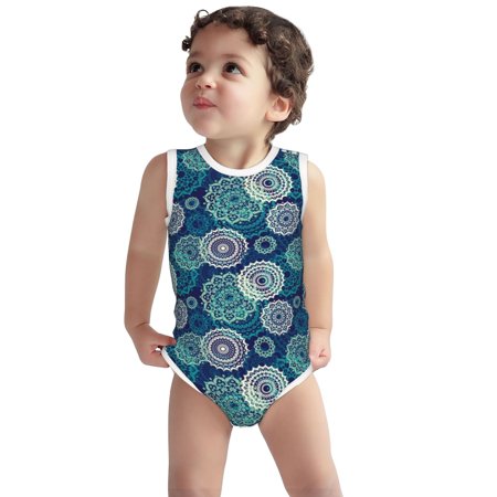 

Vsdgher Bohemian Mandala Print Baby Unisex Baby Cotton Sleeveless Bodysuits Soft and velvety comfortable and breathable