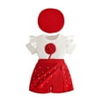 thumbnail image 2 of Conjuntos de blusas y camisas de cuello redondo y manga corta para niños, falda corta de manga larga con tiras en las axilas, pantalones, boina, conjunto de 3 piezas, pantalones cortos con cuentas de, 2 of 9