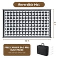thumbnail image 5 of BERTHMEER 8'x10' Large Outdoor Rugs Waterproof Plastic Rugs Checkered Patio Rugs Straw Rugs Camping Rugs, Porch,Deck Rugs, RV Rugs for outside, Black & White, 5 of 5
