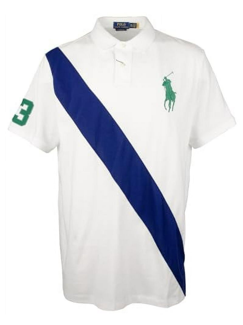 Men's Classic Fit Big Pony Mesh Short Sleeve Polo Shirt Wht X