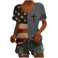 thumbnail image 4 of Tops Cortos para las Mujeres Día de la Independencia Patriótica Impreso Cuello en V, Manga Corta Top Casual para Diario, Fiesta Y Todas las Estaciones, 4 of 5