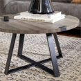 thumbnail image 4 of 30" Table Basse Ronde en Métal en Bois Rustique - Gris Ardoise, 4 of 11