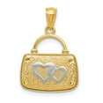 thumbnail image 4 of 14k Yellow with White Rhodium Two-tone Gold Reversible Heart Handbag Pendant, 4 of 6