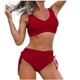 thumbnail image 1 of asdoklhq Plus Size Swimsuit for Women,Women Two Piece Soild Backless Halter Beach Bikini Swimwear Set, 1 of 5