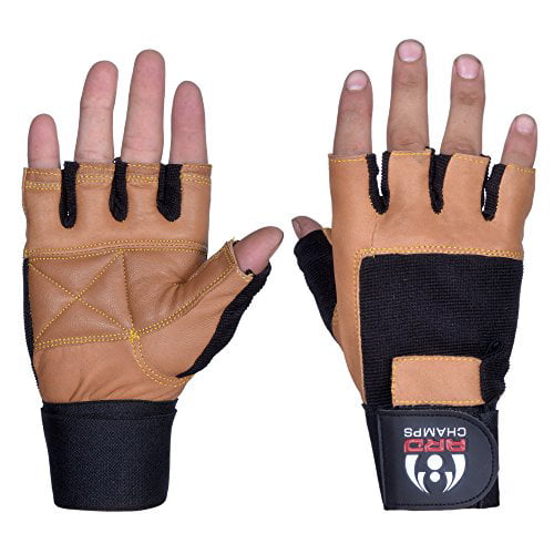 ARD™ Leather Weight Lifting Gloves Long Wrist Wrap Padded Strength Training Gym 