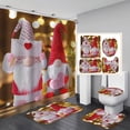 thumbnail image 1 of Cortina de baño navideña con decoración navideña, juego de alfombrillas para el suelo, Papá Noel sin rostro e impresión digital, impermeable, con ganchos, 1 of 8