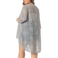 thumbnail image 4 of DARING DIVA Plus Size Lace Crochet Sheer Kimono Cover Up Cardigan 1X Gray, 4 of 6