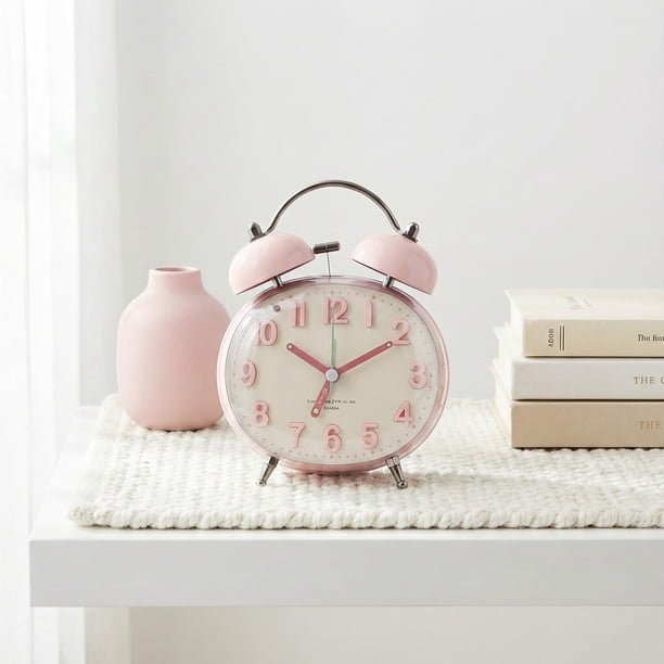 Unique Bargains Egg Shape Loud Dual Bell Alarm Clock Orange 4.5
