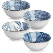 Assorted Blue Patterns Set Of 4 Ceramic Includes Serving Utensils