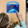 thumbnail image 7 of Portable Heavy Duty Case for Samsung Galaxy Tab A8 10.5" (SM-X200/X205) 2022, EVA Shockproof Armor Military Grade Lens Protection Case with Kids Friendly Handle Foldable Stand Bracket Case, Blue, 7 of 7