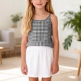 thumbnail image 2 of OGLCCG Cotton Linen Camisole Tops for Girls Spaghetti Strap Plaid Tank Tops Summer Casual Sleeveless Shirts 4-14 Years, 2 of 7