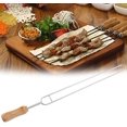 thumbnail image 3 of 6 Brochettes en Acier Inoxydable Fourchette BBQ Manche en Bois en Forme de U Aiguille de Rôtissage Brochettes, 3 of 5