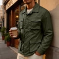 thumbnail image 2 of GrmtClth Men's Cargo Jacket Lapel Collar Button Down Long Sleeve Tops Lightweight Utility Coat Multi Pockets Casual Outdoor Workwear Outerwear, 2 of 9