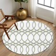 thumbnail image 3 of Green Grey Geometric Round Rug 5ft Washable Circle Kitchen Rugs Non Slip Abstract Modern Twisted Lines Art Large Area Rug Indoor Floor Carpet for Bedroom Living Room Home Office Dining Room Nursery, 3 of 8