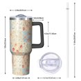 thumbnail image 2 of 40oz Pioneer Flower Floral Print Pattern Insulated Tumbler with Handle, BPA-Free Leak Proof Lid and Straws, Double Wall Vacuum, Hot 12h/Cold 34h, 2 of 6
