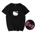 thumbnail image 2 of Hello Kitty verano niñas 100% algodón dibujos animados espalda estampado de lazo blanco manga corta Camiseta mujeres suelta estudiante top, 2 of 5