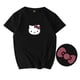 thumbnail image 2 of Hello Kitty verano niñas 100% algodón dibujos animados espalda estampado de lazo blanco manga corta Camiseta mujeres suelta estudiante top, 2 of 4