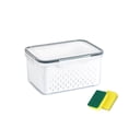 thumbnail image 2 of Food Storage Container Double-Layer Drain Basket 850ml Plastic Food Storage Container with Removable Colander Gray Lid and Sponge Wipe Microwave and Freezer Safe(1 Set) by JASKFLY, 2 of 9