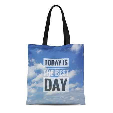 LADDKE Canvas Bag Resuable Tote Grocery Shopping Bags Inspirational Motivation Saying Today Is the Best Day on Blue Sky Clouds Tote (Best Cloud Storage Pricing)