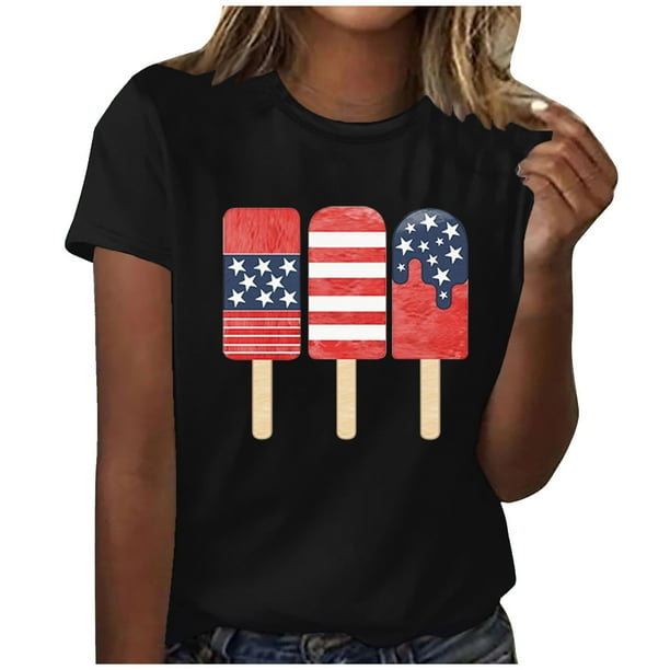 Blusa informal de manga corta con cuello redondo y estampado suelto de verano para mujer con estilo OAVQHLG3B Store lin121212