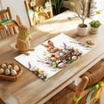 thumbnail image 4 of Easter Basket Bunny Placemats Set of 12, Watercolor Blue Yellow Egg Spring Colorful Floral Leaf Heat Insulated Linen Place Mats, Washable Stain-Proof Table Mats for Dining Table Holiday 13x19 Inch, 4 of 9