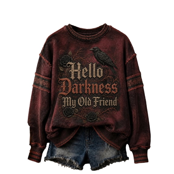 AHMOMEI Women Halloween Sweatshirt Spooky Season Oversized Crew Neck Sweatshirt Women Novelty Fall Winter Festival Long Sleeve Pullover Women