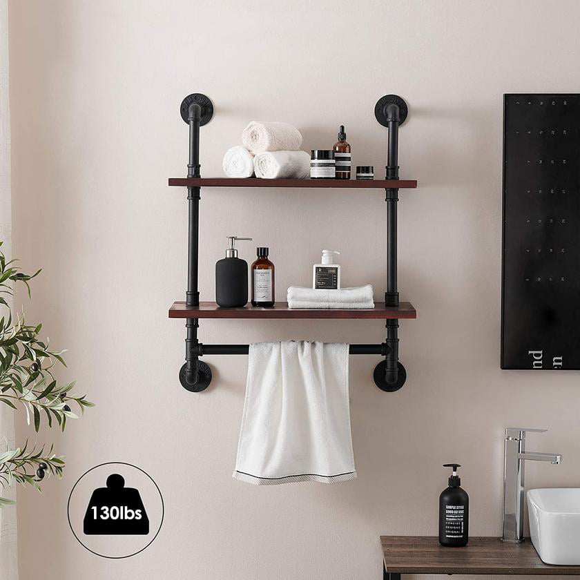 Ivinta Industrial Pipe Bathroom Wall, Industrial Style Bar Shelves Design