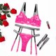 thumbnail image 5 of Gibobby Lencería mujer erótica Camisola de lencería para mujer, con corte de red entrecruzado, sin mangas, sexy, vestido de peluche(Rosa caliente, G), 5 of 5