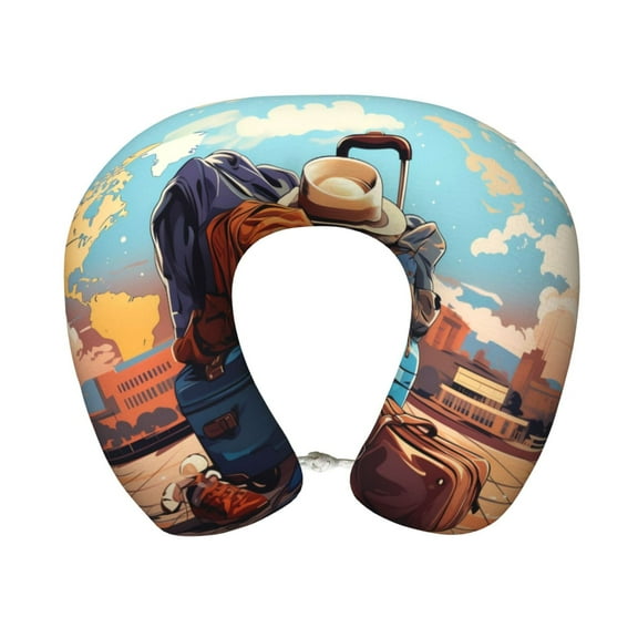Easygdp Colorful Travel Luggage Gear Travel Pillow Memory Foam, Head Neck Support Airplane Pillow for Traveling, Car, Home, Travel Neck Flight Pillow