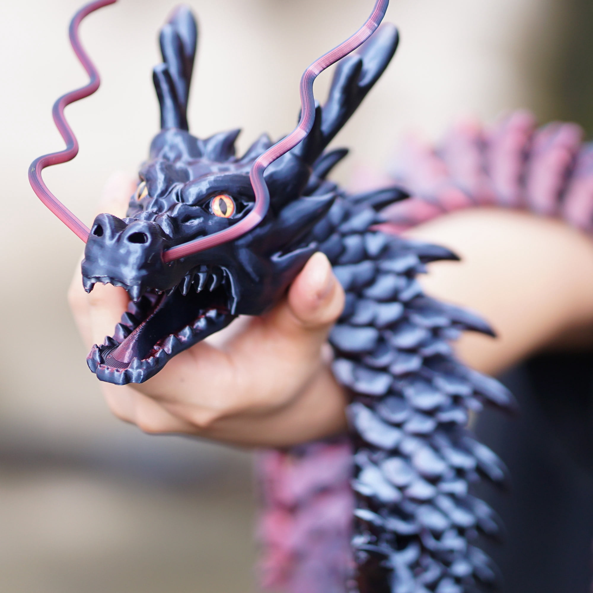 47.5inch 3D Printed dragon,Flexible Joint Animal lacertid Figurines,Realistic Eyes, Home Office Decor,Fidget Toy for Adults Teens Boy Festival Gifts