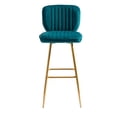 thumbnail image 1 of Retro Style Kitchen High Bar Chairs Velvet Bar Stool Chair Counter Chair with Back Barstool with Footrest, Kitchen Counter Stool for Kitchen Dining Room(Teal), 1 of 8
