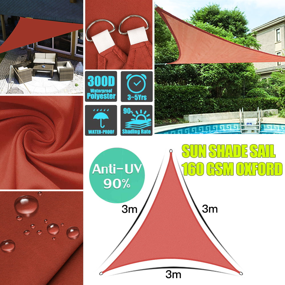 3M 4M Sun Shade Sail Awning Canopy Waterproof UV Block Sunscreen Garden Patio_ 