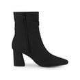 thumbnail image 3 of BLISSFUL STEP Women's Ankle Boots Slouch Pointy Toe Chunky Heel Side Zip Faux Suede Booties Black 8, 3 of 7