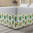 thumbnail image 1 of Autumn Bed Skirt, Natural Colorful Season Maple Leafs Hand-Drawn on a Plain Background, Elastic Bedskirt Dust Ruffle Wrap Around for Bedding Decor, 4 Sizes, Fern Green and Cinnamon, by Ambesonne, 1 of 2