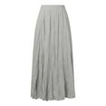 thumbnail image 4 of MIXUE Skirts For Women Summer Solid Color Pleated Elastic High Waist A Line Elegant Maxi Skirt Streetwear,Gray,S, 4 of 5