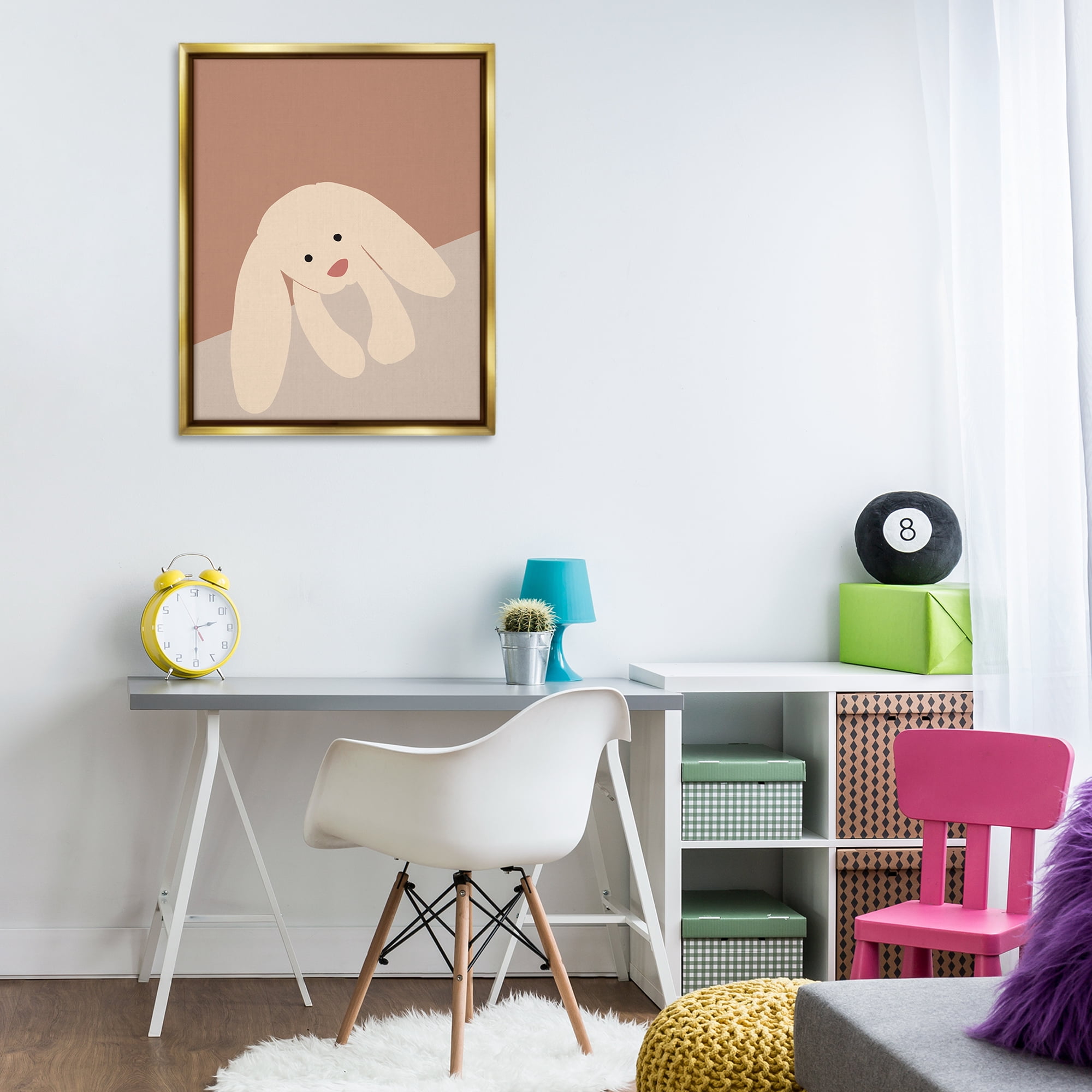 Stupell Industries Simple Floppy Bunny Animals & Insects Painting Gold Floater Framed Art Print Wall Art, 25 x 31