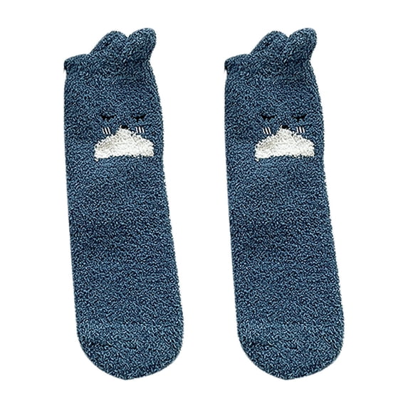 Honeeladyy Gifts Winter Warm,Woman's Girls Cute Coloer Stripe Wave Point Print Thicken Coral Fleece Keep Warm Socks Sox