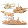 Puzzled F-15 Fighter Plane, Apache, Destroyer and Tank Wooden 3D Puzzle Const