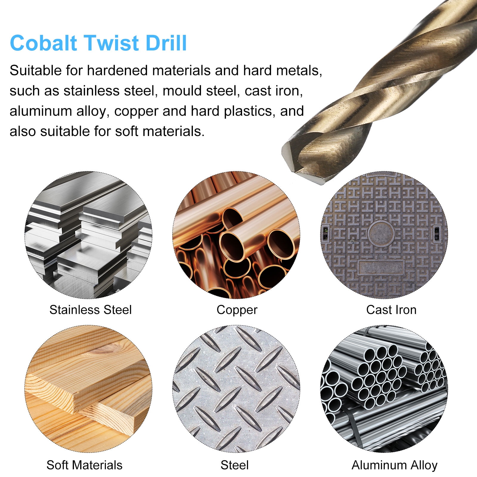 15pcs M35 Cobalt Drill Bit Set 4.9mm Cobalt High-Speed Steel
