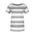 thumbnail image 5 of Dwralegc Short Sleeve Tops for Women Dressy Slim Fit Ribbed Crew Neck Shirt Fitted Trendy Striped Graphic Blouse Basic Summer Tshirts Vermilion 2XL, 5 of 5